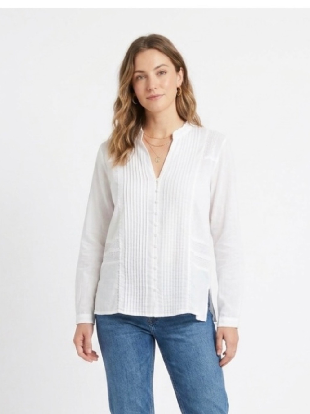 Claudia Richard Button Up Blouse XL White Long Sleeve Romantic Victorian Boho